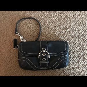 Coach black leather wristlet